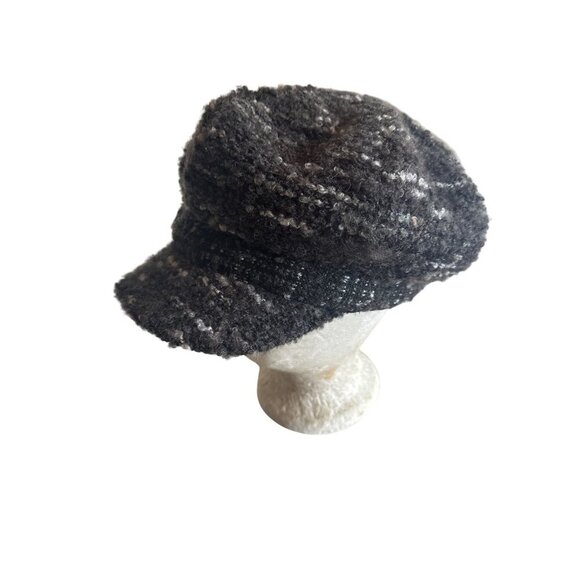 Nine West Womens Newsboy Cap Tweed Style Gray Black Wool Blend Lined - Picture 2 of 7